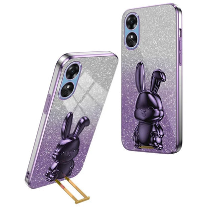 For Oppo A58 4G Anti-Scratch Cartoon Rabbit Cover Support Kickstand Phone Case