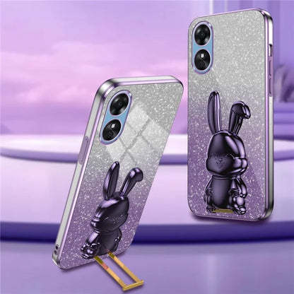 For Oppo A58 4G Anti-Scratch Cartoon Rabbit Cover Support Kickstand Phone Case