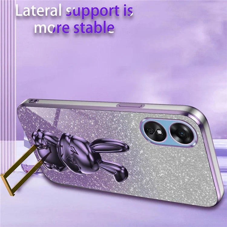 For Oppo A58 4G Anti-Scratch Cartoon Rabbit Cover Support Kickstand Phone Case