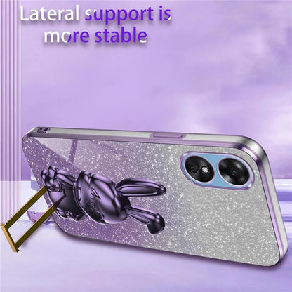 For Oppo A58 4G Anti-Scratch Cartoon Rabbit Cover Support Kickstand Phone Case