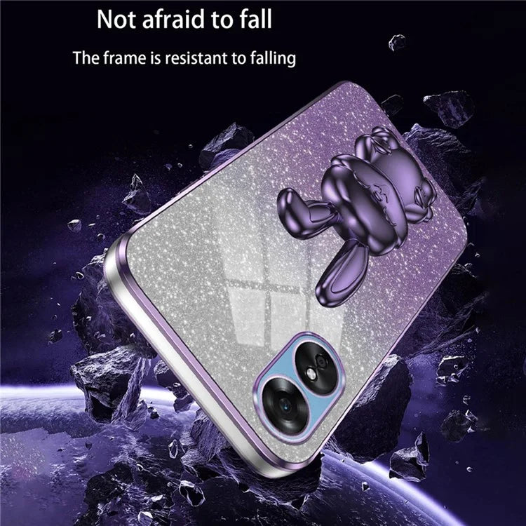 For Oppo A58 4G Anti-Scratch Cartoon Rabbit Cover Support Kickstand Phone Case