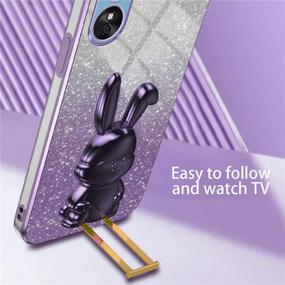 For Oppo A58 4G Anti-Scratch Cartoon Rabbit Cover Support Kickstand Phone Case