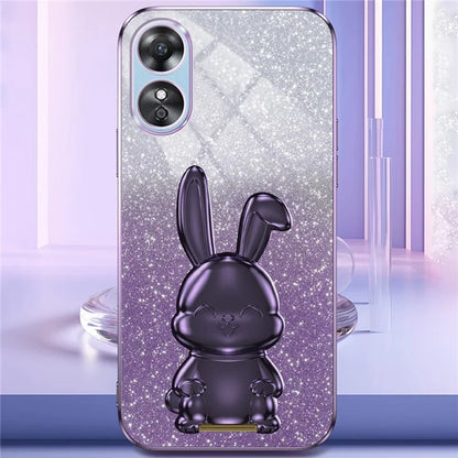 For Oppo A58 4G Anti-Scratch Cartoon Rabbit Cover Support Kickstand Phone Case