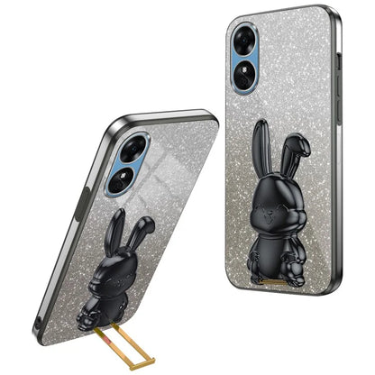 For Oppo A58 4G Anti-Scratch Cartoon Rabbit Cover Support Kickstand Phone Case