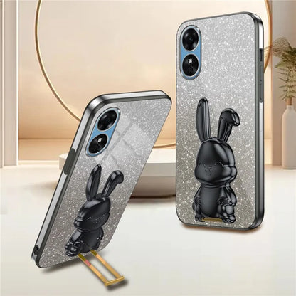 For Oppo A58 4G Anti-Scratch Cartoon Rabbit Cover Support Kickstand Phone Case