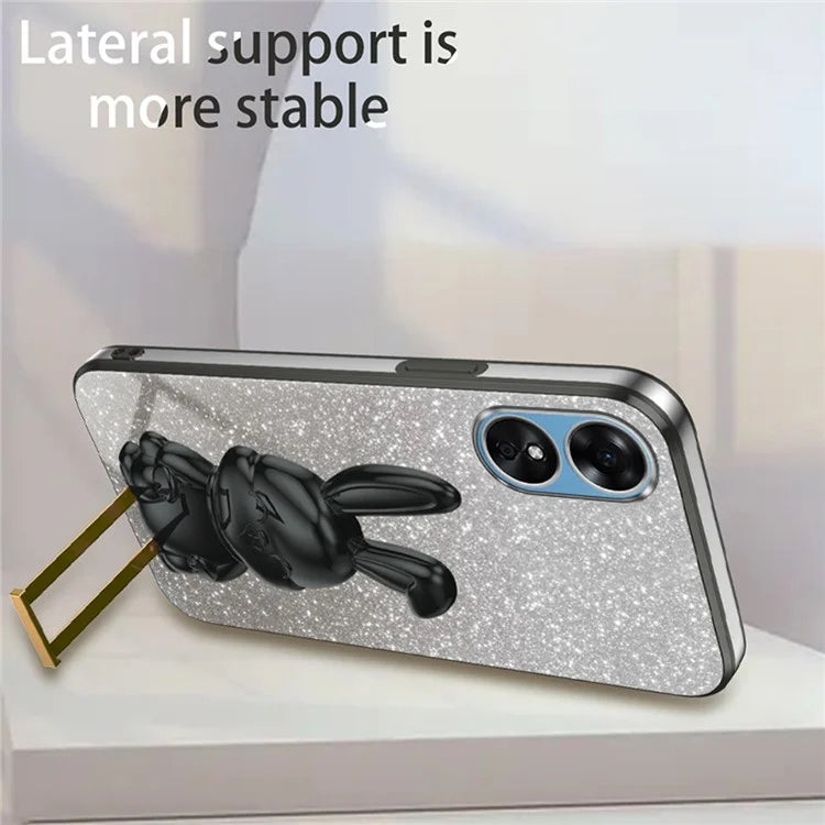 For Oppo A58 4G Anti-Scratch Cartoon Rabbit Cover Support Kickstand Phone Case