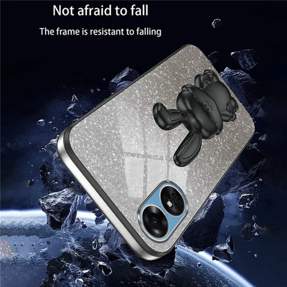 For Oppo A58 4G Anti-Scratch Cartoon Rabbit Cover Support Kickstand Phone Case