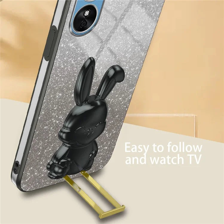 For Oppo A58 4G Anti-Scratch Cartoon Rabbit Cover Support Kickstand Phone Case