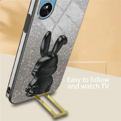 For Oppo A58 4G Anti-Scratch Cartoon Rabbit Cover Support Kickstand Phone Case