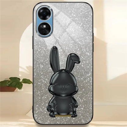 For Oppo A58 4G Anti-Scratch Cartoon Rabbit Cover Support Kickstand Phone Case