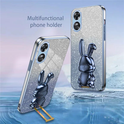 For Oppo A58 4G Anti-Scratch Cartoon Rabbit Cover Support Kickstand Phone Case