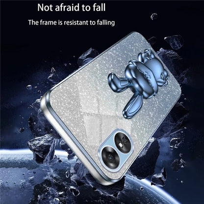 For Oppo A58 4G Anti-Scratch Cartoon Rabbit Cover Support Kickstand Phone Case