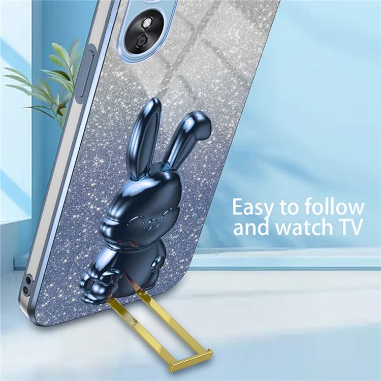 For Oppo A58 4G Anti-Scratch Cartoon Rabbit Cover Support Kickstand Phone Case