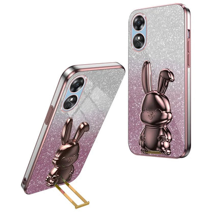 For Oppo A58 4G Anti-Scratch Cartoon Rabbit Cover Support Kickstand Phone Case