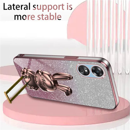For Oppo A58 4G Anti-Scratch Cartoon Rabbit Cover Support Kickstand Phone Case