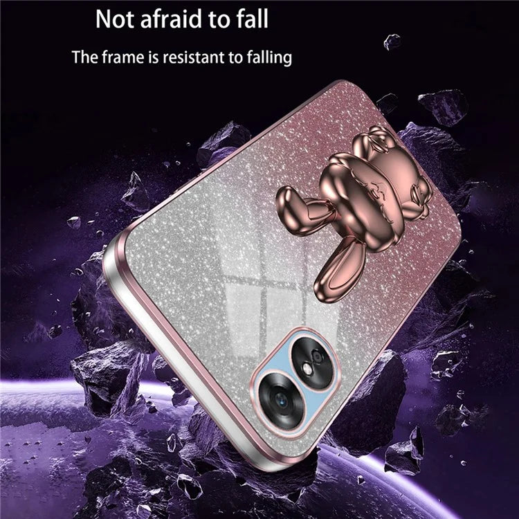 For Oppo A58 4G Anti-Scratch Cartoon Rabbit Cover Support Kickstand Phone Case