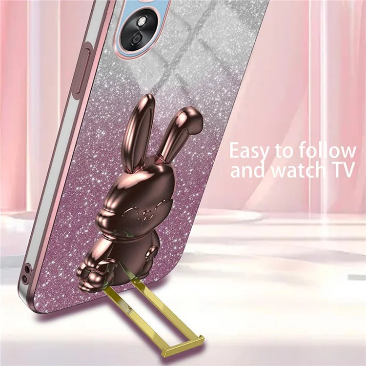 For Oppo A58 4G Anti-Scratch Cartoon Rabbit Cover Support Kickstand Phone Case