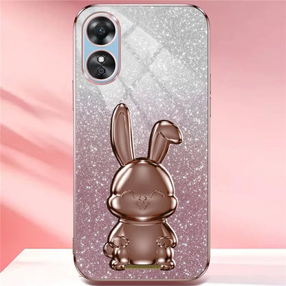 For Oppo A58 4G Anti-Scratch Cartoon Rabbit Cover Support Kickstand Phone Case
