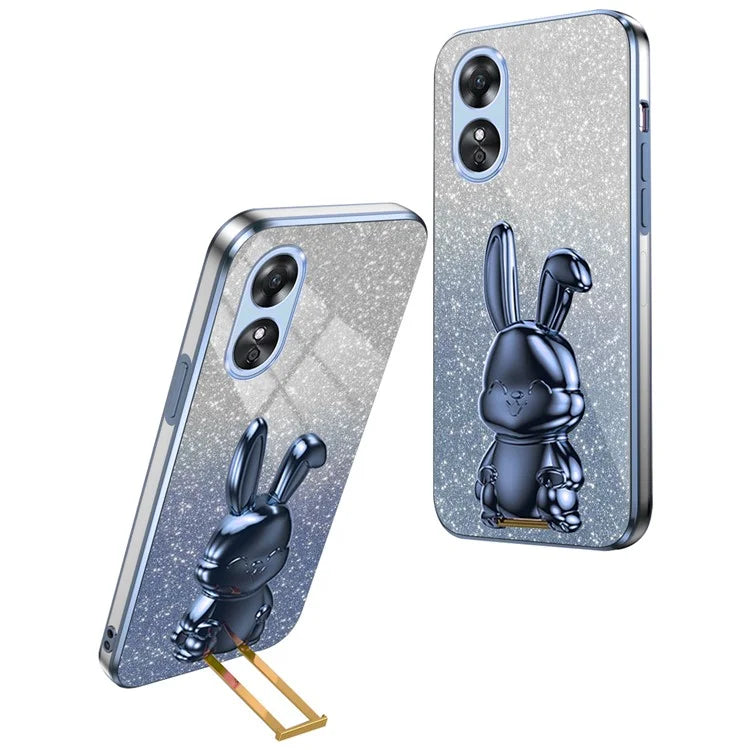 For Oppo A17 4G Cellphone Case Rabbit Design PC+TPU Cover with Kickstand