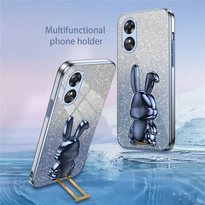 For Oppo A17 4G Cellphone Case Rabbit Design PC+TPU Cover with Kickstand