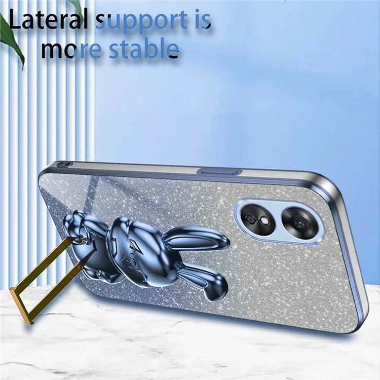 For Oppo A17 4G Cellphone Case Rabbit Design PC+TPU Cover with Kickstand
