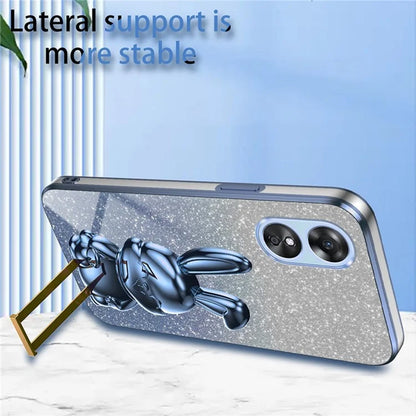 For Oppo A17 4G Cellphone Case Rabbit Design PC+TPU Cover with Kickstand