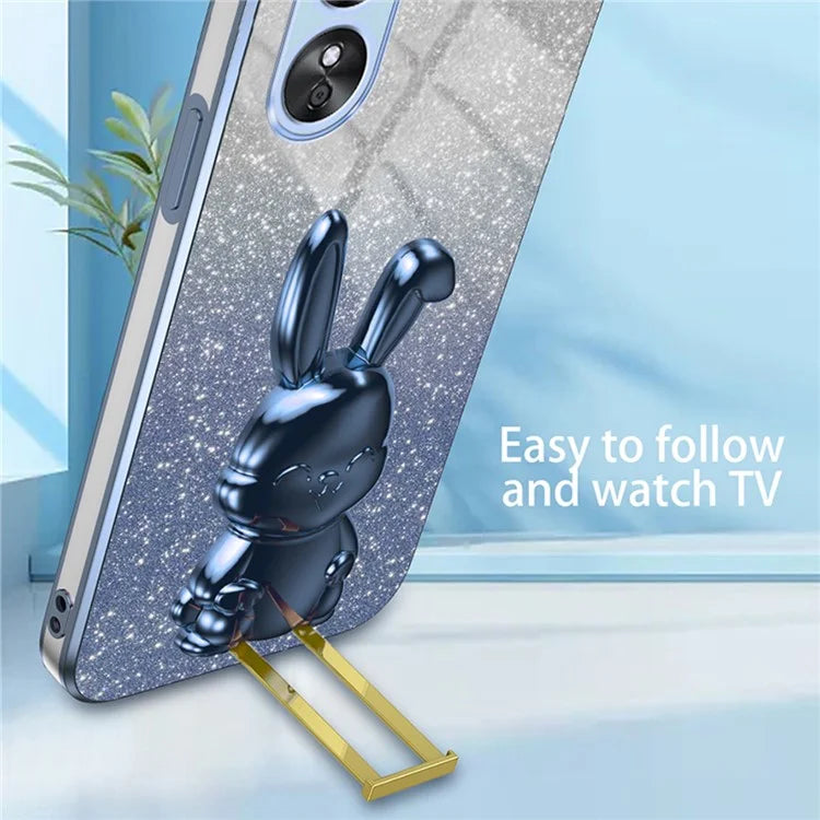 For Oppo A17 4G Cellphone Case Rabbit Design PC+TPU Cover with Kickstand