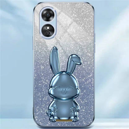 For Oppo A17 4G Cellphone Case Rabbit Design PC+TPU Cover with Kickstand