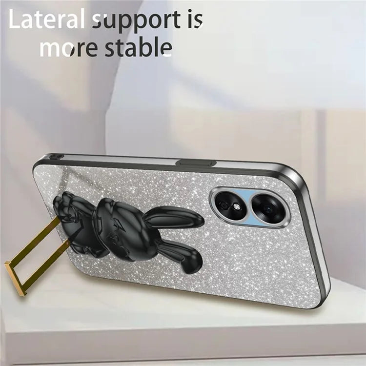 For Oppo A17 4G Cellphone Case Rabbit Design PC+TPU Cover with Kickstand