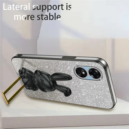For Oppo A17 4G Cellphone Case Rabbit Design PC+TPU Cover with Kickstand