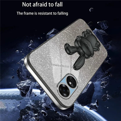 For Oppo A17 4G Cellphone Case Rabbit Design PC+TPU Cover with Kickstand