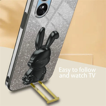 For Oppo A17 4G Cellphone Case Rabbit Design PC+TPU Cover with Kickstand