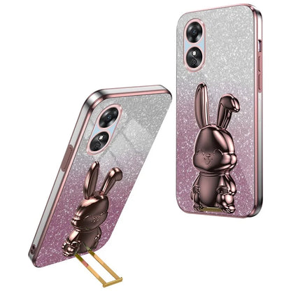 For Oppo A17 4G Cellphone Case Rabbit Design PC+TPU Cover with Kickstand