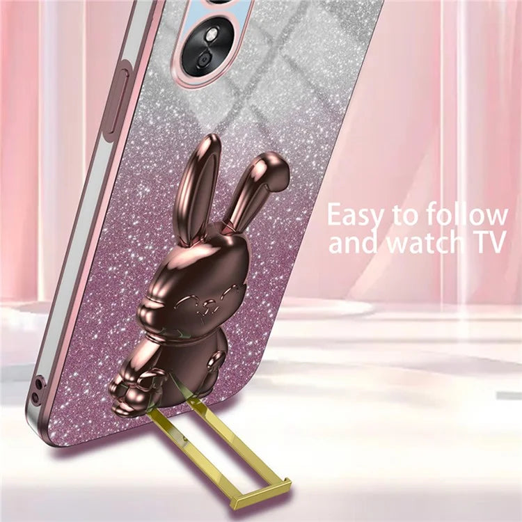 For Oppo A17 4G Cellphone Case Rabbit Design PC+TPU Cover with Kickstand
