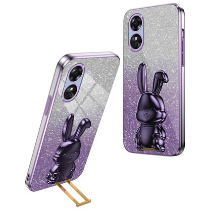 For Oppo A17 4G Cellphone Case Rabbit Design PC+TPU Cover with Kickstand
