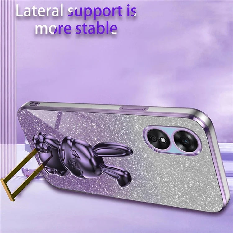 For Oppo A17 4G Cellphone Case Rabbit Design PC+TPU Cover with Kickstand