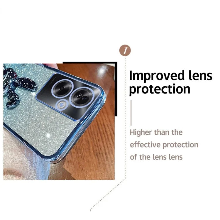 For Oppo A2 5G / A79 5G Cellphone Case Rabbit Design Electroplated PC+TPU Kickstand Cover