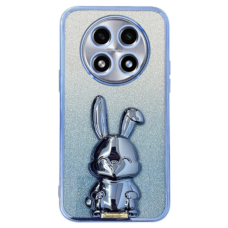 For Oppo A2 Pro 5G Electroplating Case Cartoon Rabbit PC+TPU Kickstand Cellphone Cover