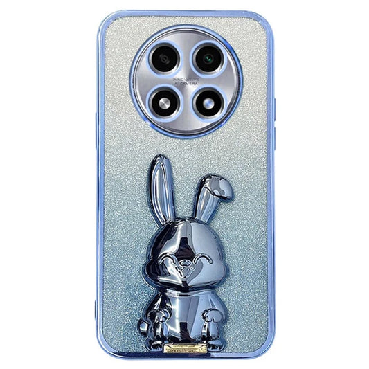 For Oppo A2 Pro 5G Electroplating Case Cartoon Rabbit PC+TPU Kickstand Cellphone Cover