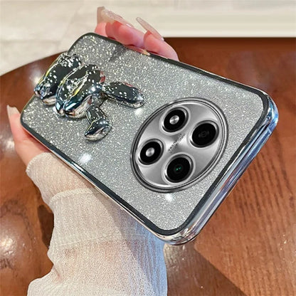 For Oppo A2 Pro 5G Electroplating Case Cartoon Rabbit PC+TPU Kickstand Cellphone Cover