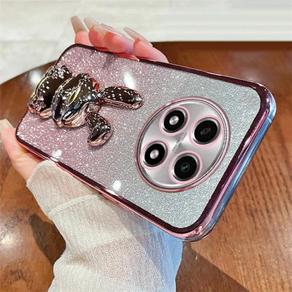 For Oppo A2 Pro 5G Electroplating Case Cartoon Rabbit PC+TPU Kickstand Cellphone Cover