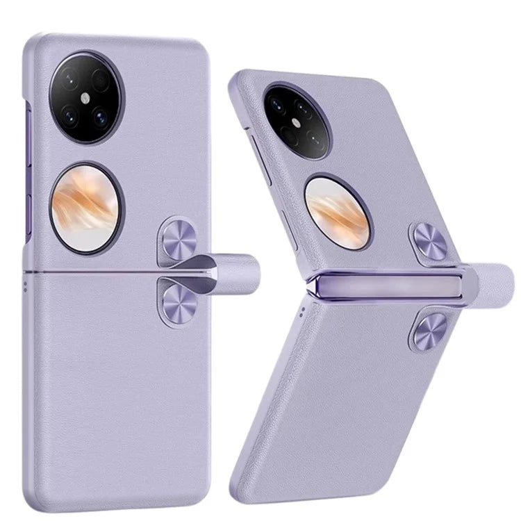 For Huawei Pocket 2 Case PU Leather + PC Phone Cover with Phone Grip Strap