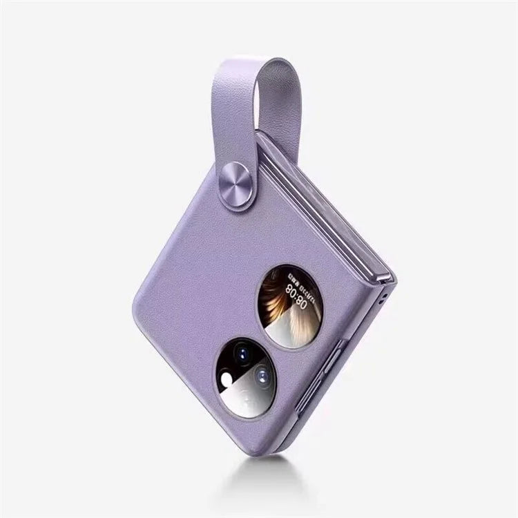 For Huawei Pocket 2 Case PU Leather + PC Phone Cover with Phone Grip Strap