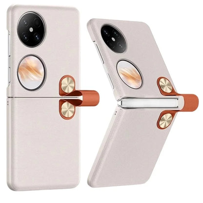 For Huawei Pocket 2 Case PU Leather + PC Phone Cover with Phone Grip Strap