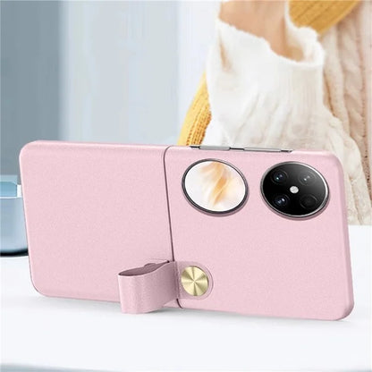For Huawei Pocket 2 Case PU Leather + PC Phone Cover with Phone Grip Strap