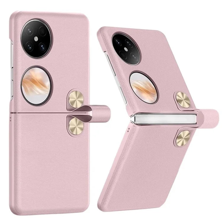 For Huawei Pocket 2 Case PU Leather + PC Phone Cover with Phone Grip Strap