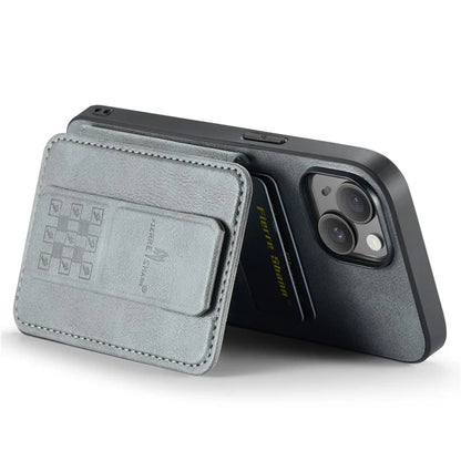 For iPhone 15 Case Waxy Leather+TPU Phone Cover with RFID Blocking Card Slots Kickstand