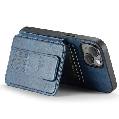 For iPhone 15 Case Waxy Leather+TPU Phone Cover with RFID Blocking Card Slots Kickstand