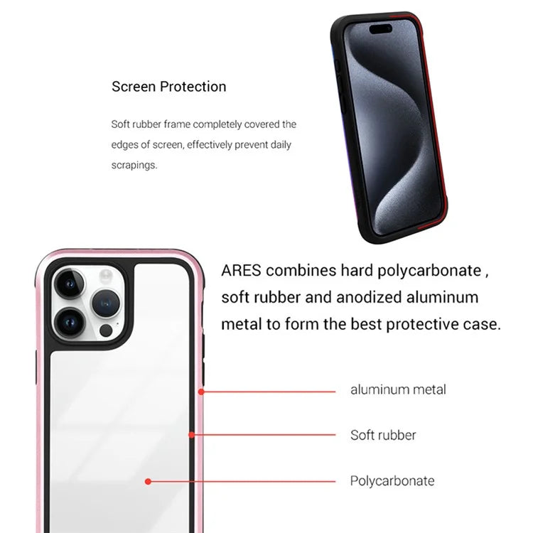 KZDOO For iPhone 15 Pro Max Shockproof Case TPU+PC+Metal Frame ARES Phone Cover