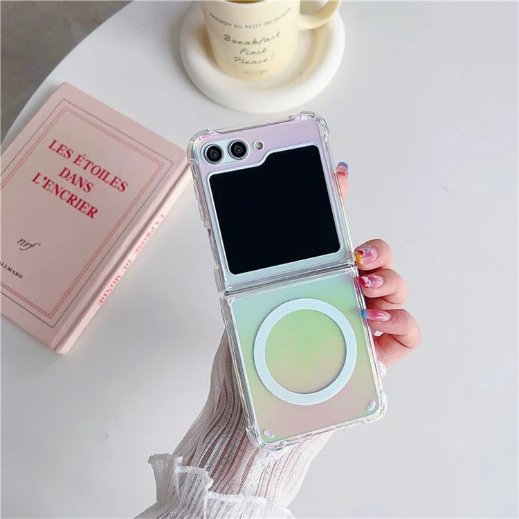For Samsung Galaxy Z Flip5 5G Magnetic Phone Case Gradient Clear Hard PC Protective Cover